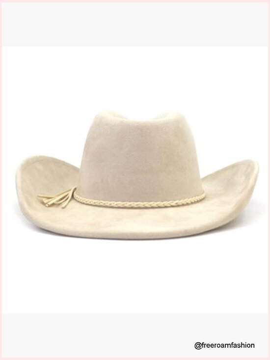 Classic Western Cowboy Hat Wide Brim Suede Unisex with Buckle Belt